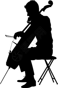 现出轮廓演奏大提琴的音乐家 它制作图案矢量黑色音乐作曲旋律小提琴家成人歌曲插图热情艺术图片