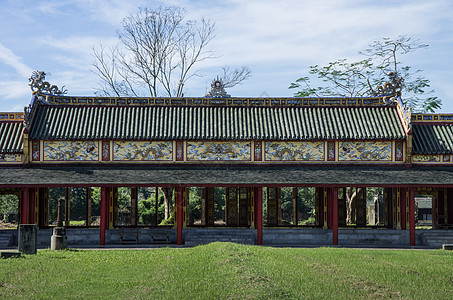 在城堡内 帝国禁城 越南的豪华宗教宝塔历史旅行皇家皇帝堡垒地标色调纪念碑图片