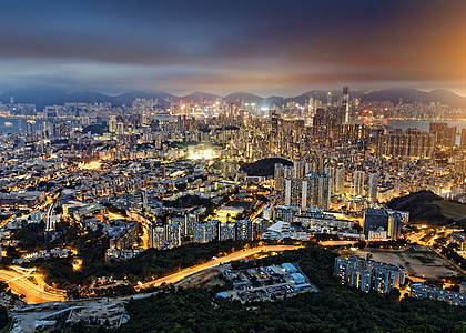 香港的住宅楼群建设金融市中心城市公寓建筑办公室高楼景观旅行场景图片