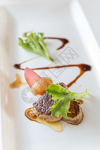烧烤的foie gras小吃餐厅沙拉午餐盘子鸭子美食油炸蔬菜美味图片