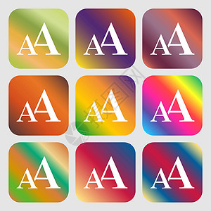 放大字体 AA 图标符号 9个按钮 亮度梯度用于美丽的设计 矢量图片