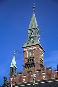 Radhus 丹麦哥本哈根哥本哈根市政厅城市中心雕像建筑学金子房子地标景观正方形历史图片