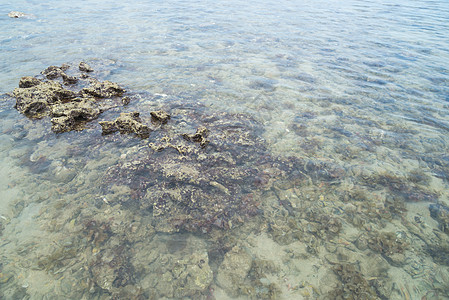 海桑水中的珊瑚石冲浪蓝色海岸线岩石水平墙纸卵石海洋海浪支撑图片