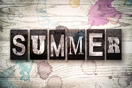 夏季概念金属粉印类型木头阳光假期晴天墨水凸版字母粉饰温度太阳图片