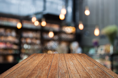 咖啡店木制透视灯 背景模糊 与bokeh图片