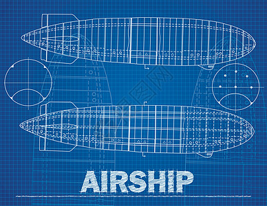 蓝图风格的飞艇插图设计工具运输计算机尺寸草图建造工程木板数字图片