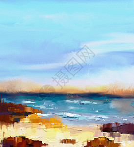 水画抽象的彩色油画海景背景