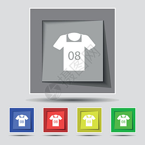T恤T恤图标符号 在原有的五个彩色按钮上标出 矢量图片