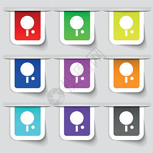 网球表格图标符号 您设计时的多色现代标签集 矢量图片