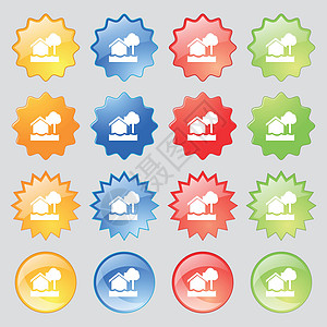 淹水主图标符号 您的设计需要16个色彩多彩的现代按钮 矢量图片