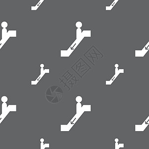 自动扶梯向下图标标志 灰色背景上的无缝模式 韦克托速度楼梯购物中心路线男人通道交通收藏人行道插图图片