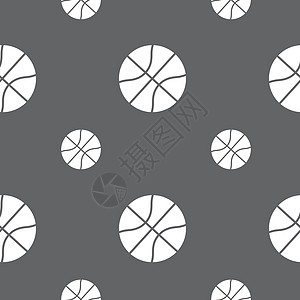 篮球图标标志 灰色背景上的无缝模式 韦克托娱乐草图团队橙子插图收藏黑色徽章竞赛棕色图片