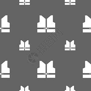 工作背心图标标志 灰色背景上的无缝模式 韦克托反光夹克制造业工业危险工会纺织品警卫网络安全图片