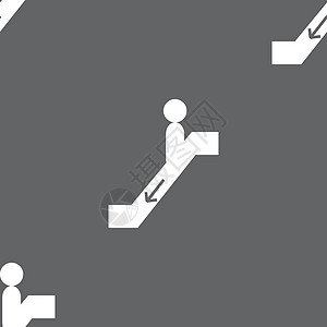 自动扶梯向下图标标志 灰色背景上的无缝模式 韦克托按钮警告人行道运动插图交通购物乘客地面楼梯图片