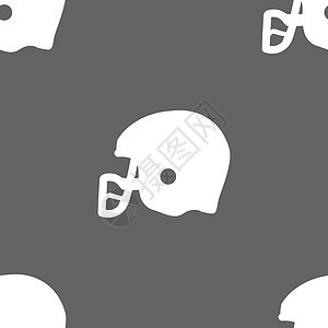 美式足球头盔图标标志 灰色背景上的无缝模式 韦克托阴影标签警卫太阳男人锦标赛收藏球座面具帽子图片