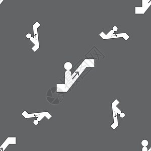 自动扶梯图标标志 灰色背景上的无缝模式 韦克托线条界面按钮导航人行道运输乘客移动插图运动图片