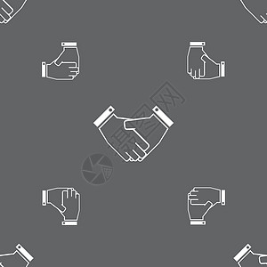 握手图标标志 灰色背景上的无缝模式 韦克托协议运输车会议商务圆圈友谊人士团队成功标识图片