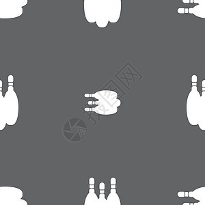 保龄球图标标志 灰色背景上的无缝模式 韦克托艺术阴影别针创造力游戏标识空闲插图网络乐趣图片