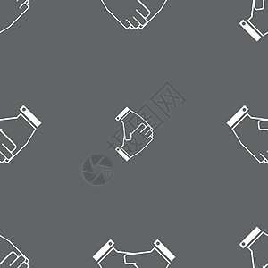 握手图标标志 灰色背景上的无缝模式 韦克托合同标识合作协议交易欢迎男性运输车友谊团队图片