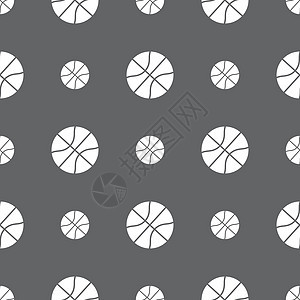篮球图标标志 灰色背景上的无缝模式 韦克托娱乐游戏活动橙子团队艺术棕色学校徽章竞赛图片