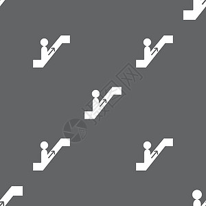自动扶梯图标标志 灰色背景上的无缝模式 韦克托移动楼梯帮助用户速度民众通道地面人行道运动图片