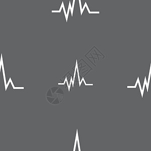 脉冲图标标志 灰色背景上的无缝模式 韦克托邮政插画家专家海浪诊断韵律心脏病监视器曲线图表图片