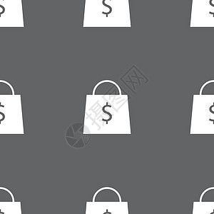 购物袋图标标志 灰色背景上的无缝模式 韦克托购物中心店铺礼物阴影购物电子商务销售商业插图塑料图片
