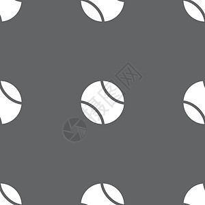 网球球图标标志 灰色背景上的无缝模式 韦克托场地活动圆形法庭游戏健康桌子卡通片球拍圆圈图片