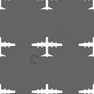 平面图标标志 灰色背景上的无缝模式 韦克托空气电子邮件天空货物办公室速度飞机喷射插图物理图片