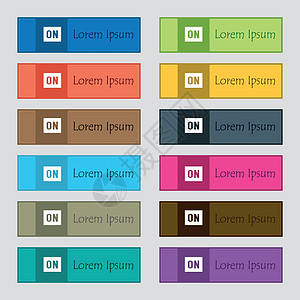 在图标标志上 网站的十二个矩形彩色漂亮高质量按钮集 韦克托图片