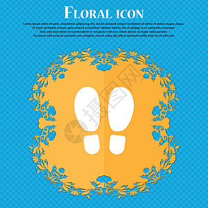 食品步骤图标图标 蓝色抽象背景上的花卉平面设计 并为您的文本放置了位置 韦克托人行道男人动物墨水烙印婴儿打印身体脚印运动图片