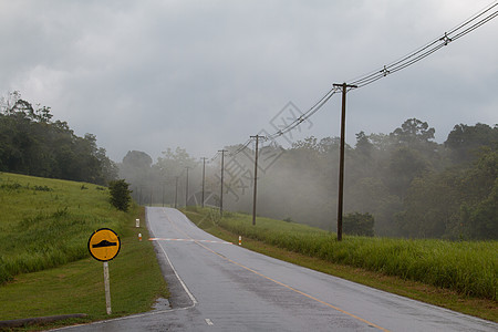 雨后潮湿的道路街道天空驾驶日落农村公园城市山脉天气戏剧性图片