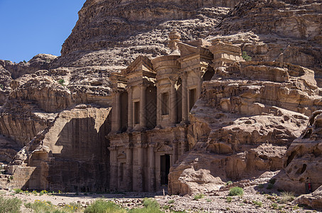 Ad Deir 约旦佩特拉修道院寺庙岩石遗产宗教砂岩冒险地标世界游客历史性建筑学图片