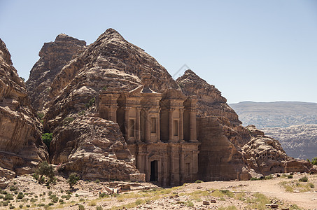 Ad Deir 约旦佩特拉修道院旅游沙漠石头城市砂岩历史遗产岩石雕刻文化图片