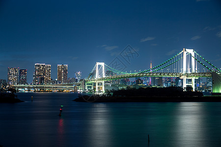 东京市天线建筑学反射照明商业旅行城市彩虹街道巡航景观图片