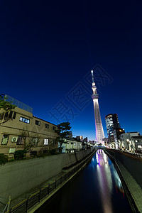 晚上东京天际城市高楼旅游旅行摩天大楼景点地标场景晴空塔办公图片