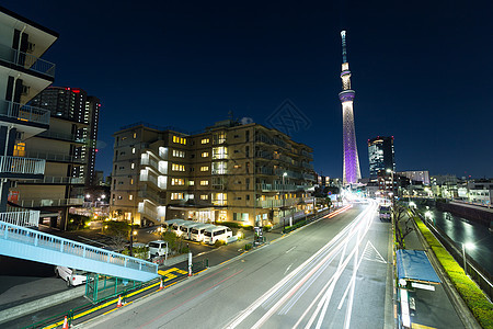 晚上东京市风景办公室市中心池塘商业街道建筑晴空塔建筑学景观城市图片