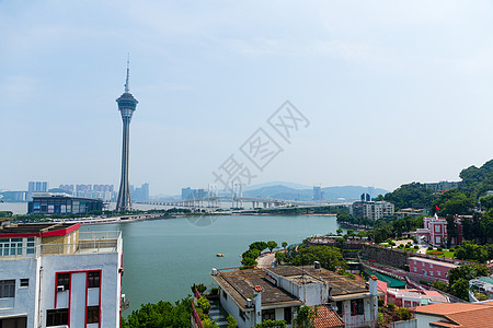 澳门天际城市市中心建筑天空摩天大楼吸引力晴天景观住宅池塘图片