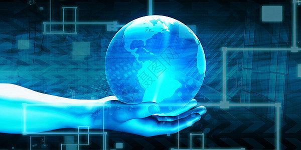 环球网络科技控制世界横幅技术网站全球插图按钮电脑创造力背景图片