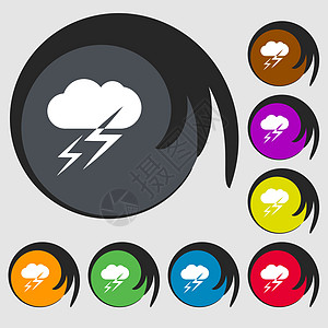 天气图标标志 八个彩色按钮上的符号 韦克托图片