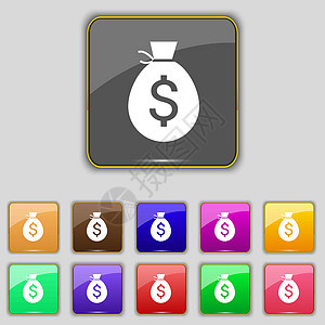 钱袋子图标标志 为您的站点设置十一个彩色按钮 韦克托图片