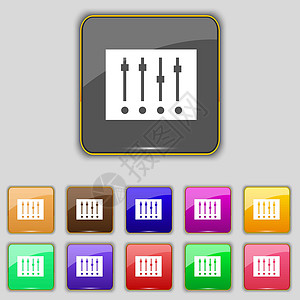均衡器图标标志 为您的站点设置十一个彩色按钮 韦克托视频歌曲插图频率控制拨号网站技术打碟机电脑图片