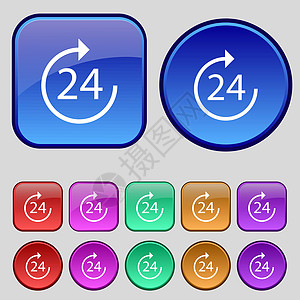 时间 24 图标标志 一套十二个复古按钮为您的设计 韦克托图片