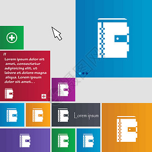 笔记本图标标志 纽扣 带有光标指针的现代界面网站按钮 韦克托象形铅笔插图软垫螺旋素描标签绘画办公室笔记图片
