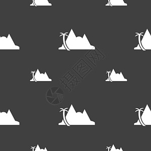 海市蜃楼图标标志 灰色背景上的无缝模式 韦克托多刺荒野热带爬坡插图绘画天空饮料白色沙漠图片