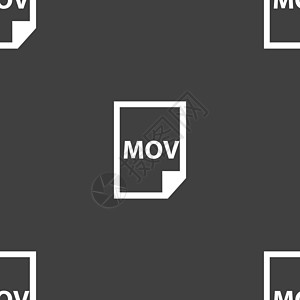 mov 文件格式图标符号 灰色背景上的无缝模式 韦克托推介会界面电影用户办公室动画片视频数据网络文档图片