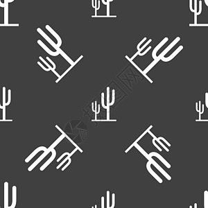 Cactus 图标符号 灰色背景上的无缝模式 矢量沙漠卡通片植物学脊柱花园生长荒野植物叶子栖息地图片