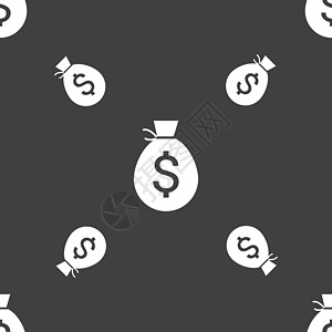 钱袋子图标标志 灰色背景上的无缝模式 韦克托资金宝藏购物大奖银行银行业现金艺术营销投资图片