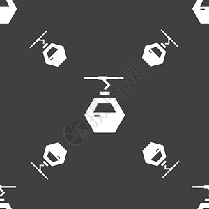 索道客舱图标标志 灰色背景上的无缝模式 韦克托车辆插图艺术交通草图运输闲暇界面滑雪旅游图片