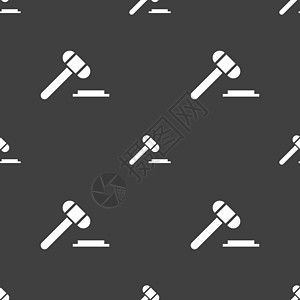 法官或拍卖锤图标标志 灰色背景上的无缝模式 韦克托离婚诉讼犯罪权威自由法律法庭立法监狱钥匙图片